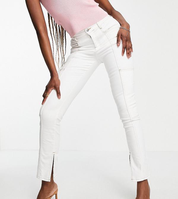 ASOS DESIGN Tall high rise 'sassy' cigarette split front jeans in white