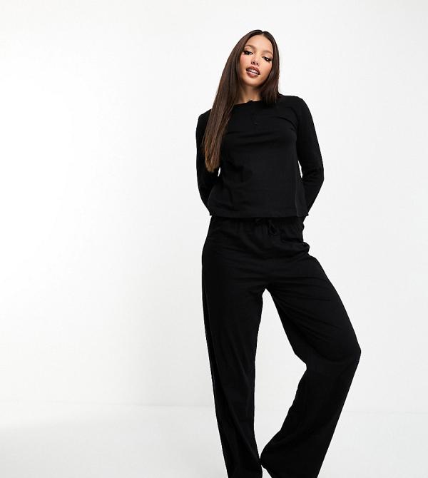 ASOS DESIGN Tall mix & match cotton pyjama pants in black