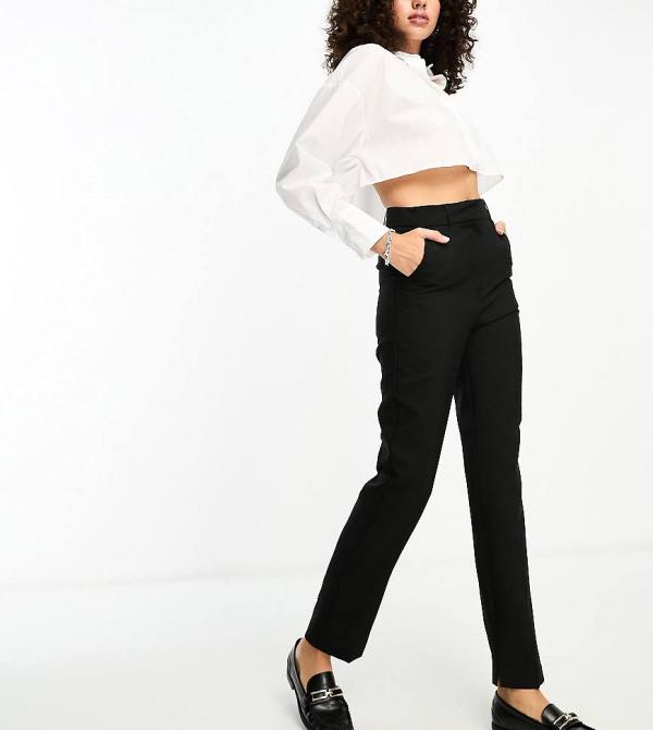 ASOS DESIGN Tall slim skim tailored cigarette pants in black