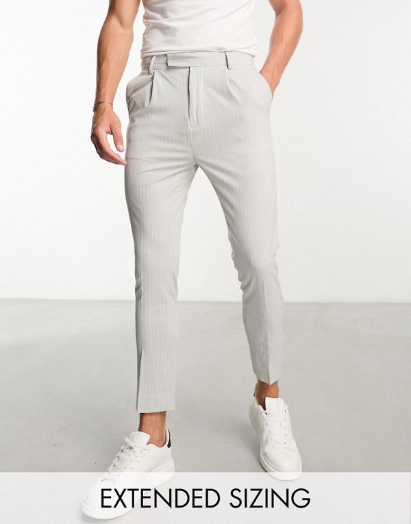 ASOS DESIGN tapered smart pants in ice grey pin stripe