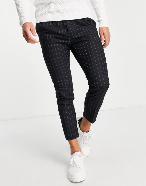 ASOS DESIGN tapered smart pants in navy stripe