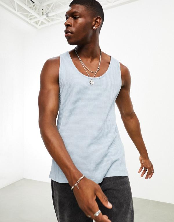 ASOS DESIGN textured relaxed fit singlet in blue