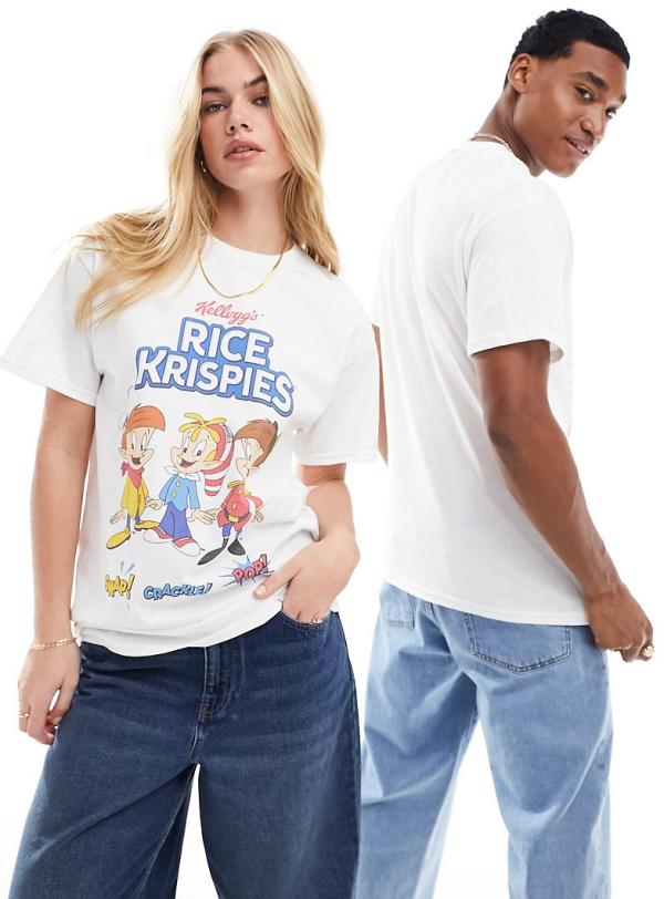 ASOS DESIGN unisex licence tee in white with Kellogg's Rice Krispies print