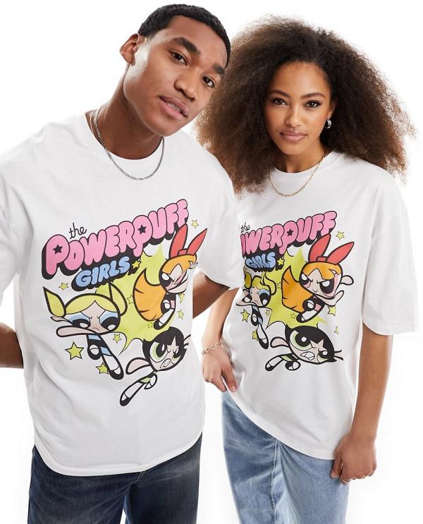 ASOS DESIGN unisex oversized graphic licence t-shirt in white with The Powerpuff Girls print