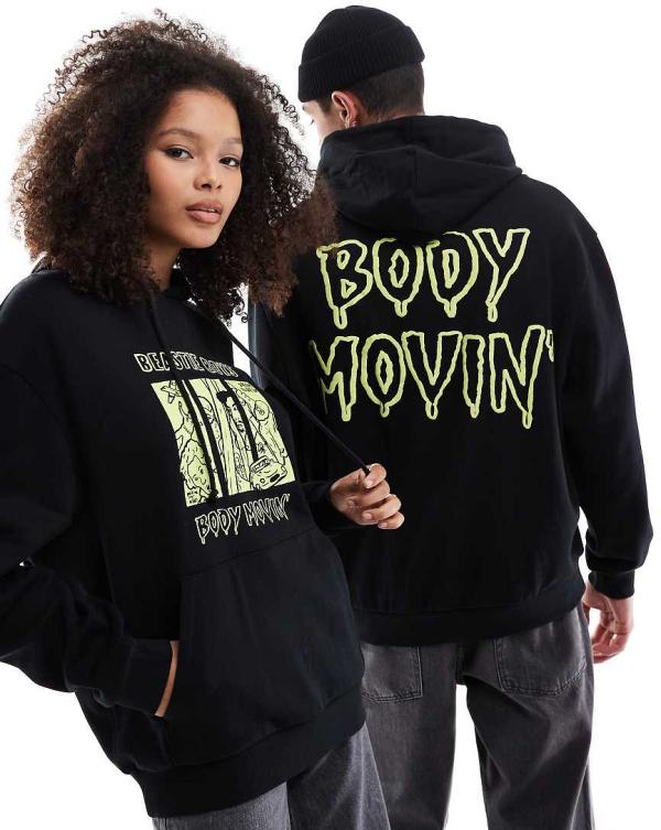 ASOS DESIGN unisex oversized licence hoodie with Beastie Boys prints in black