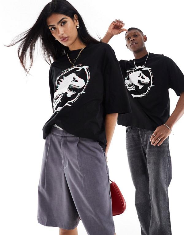 ASOS DESIGN unisex oversized licence t-shirt in black with Jurassic World logo print