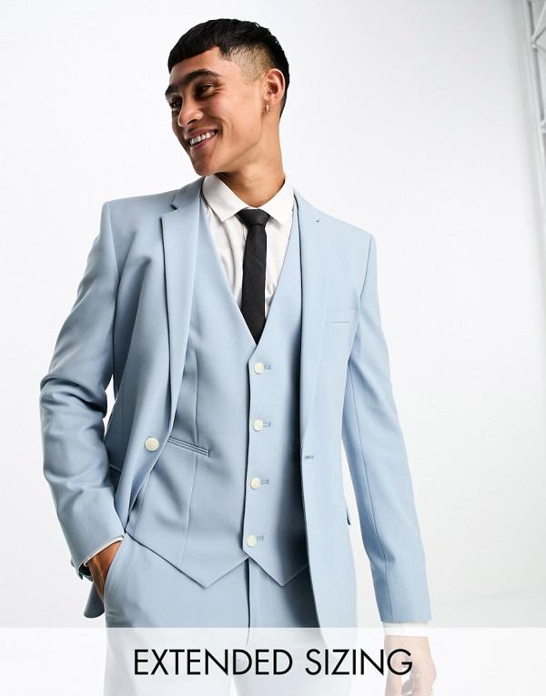 ASOS DESIGN wedding super skinny suit jacket in pale blue