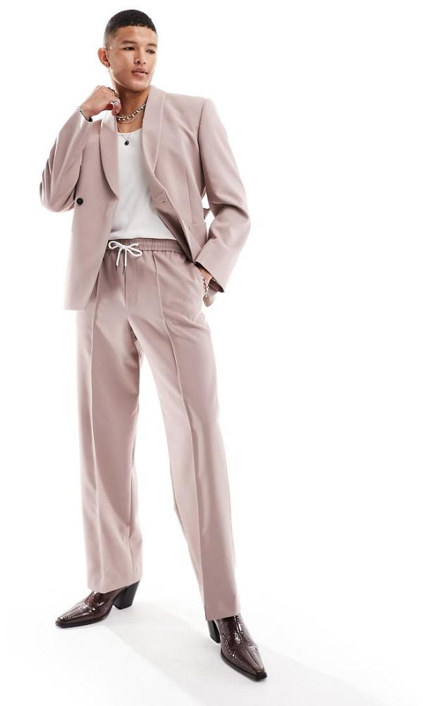 ASOS DESIGN wide leg suit pants in pink