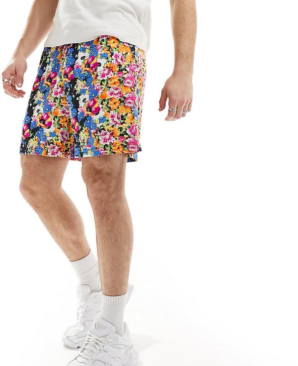 ASOS MADE IN KENYA boxy shorts in floral print-Multi