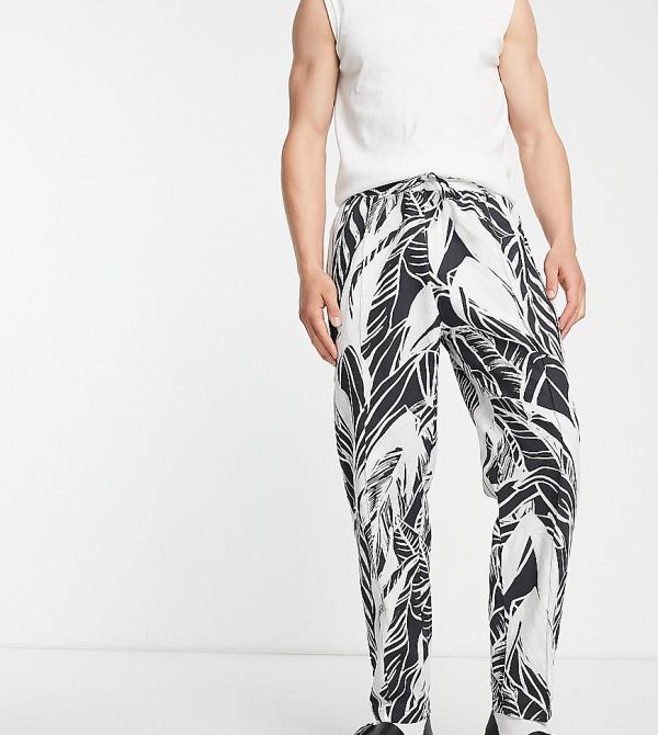 ASOS MADE IN KENYA tapered pants in black and white-Pink