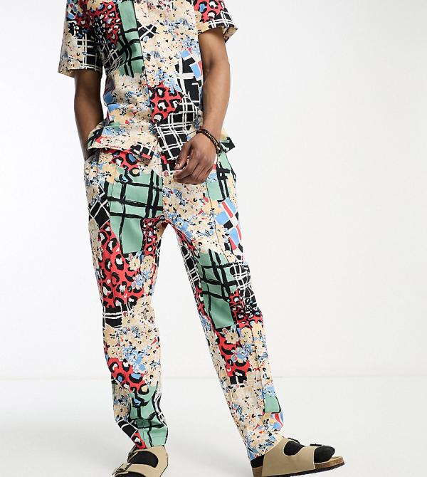 ASOS MADE IN KENYA tapered pants in cut about graphic print-Multi