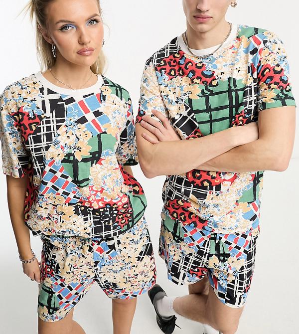 ASOS MADE IN KENYA unisex boxy shorts in cut about print-Multi