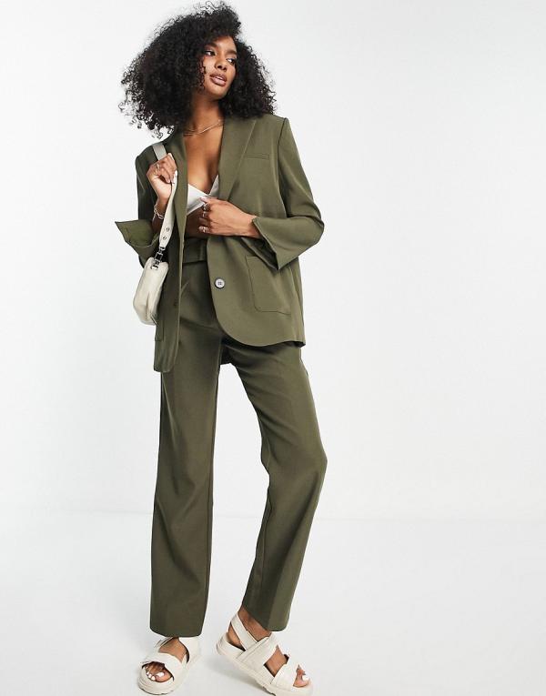 4th & Reckless tailored pants in khaki (part of a set)-Green