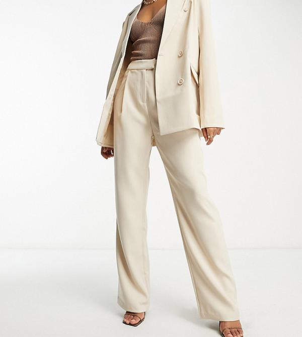 4th & Reckless Tall exclusive tailored pants in stone (part of a set)-Neutral