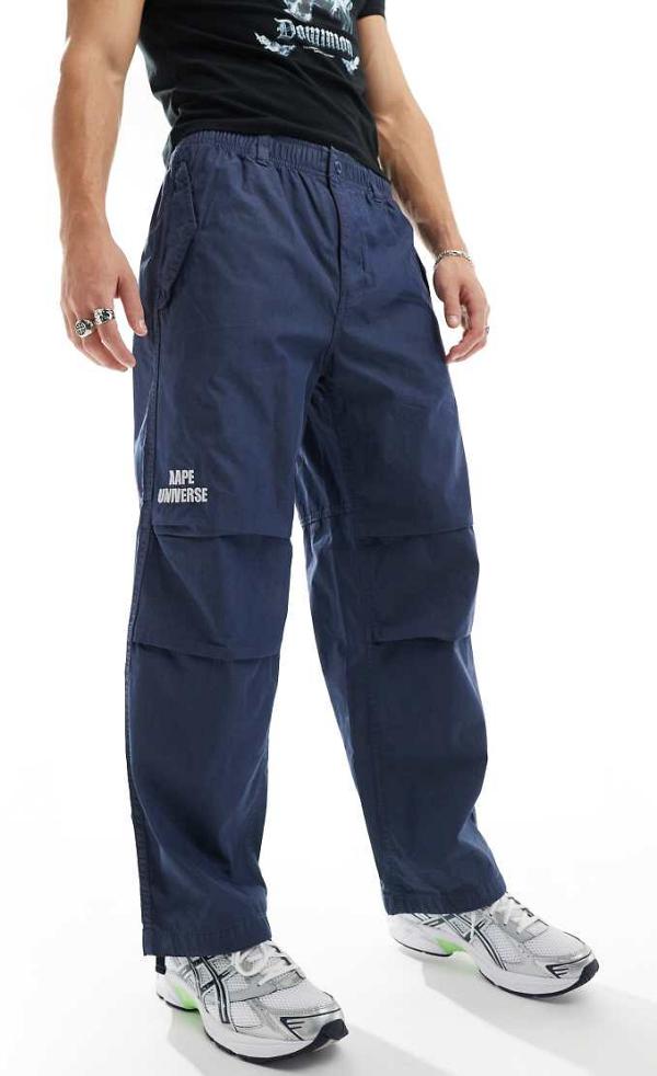 Aape By A Bathing Ape carpenter pants in off blue-Navy