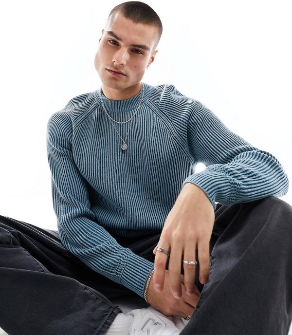Abercrombie & Fitch heavyweight crew neck knit jumper in powder blue