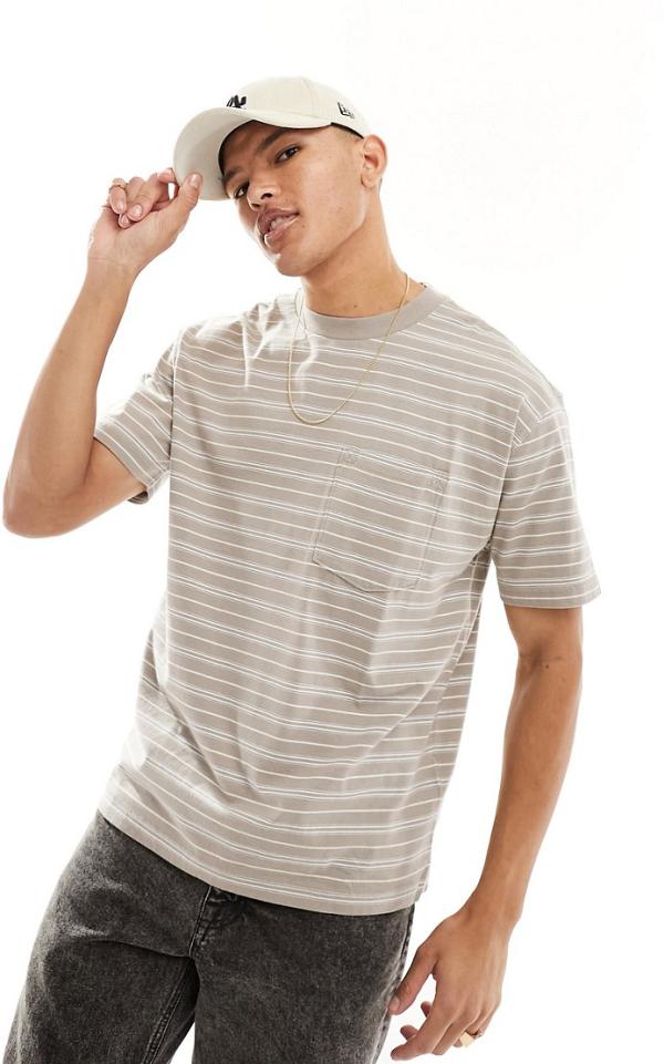 Abercrombie & Fitch oversized striped t-shirt in brown