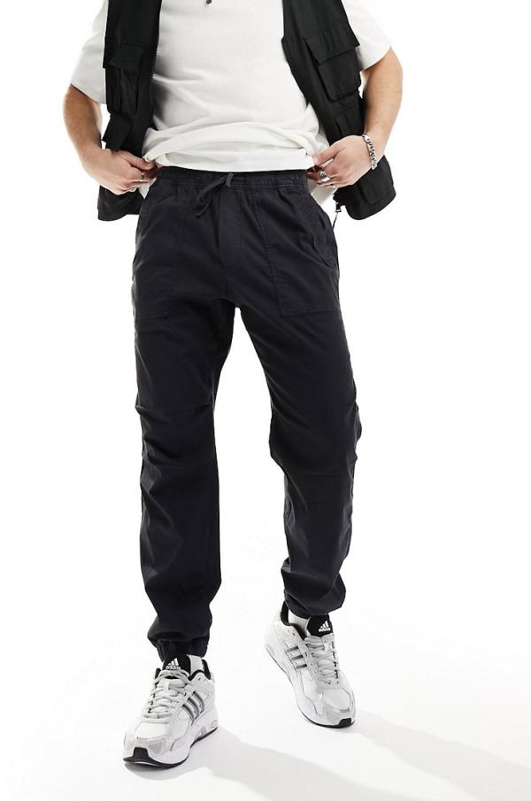 Abercrombie & Fitch utility woven trackies in washed charcoal-Grey