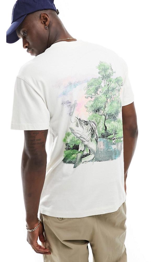 Abercrombie & Fitch Yellowstone River pocket and back print t-shirt in off white