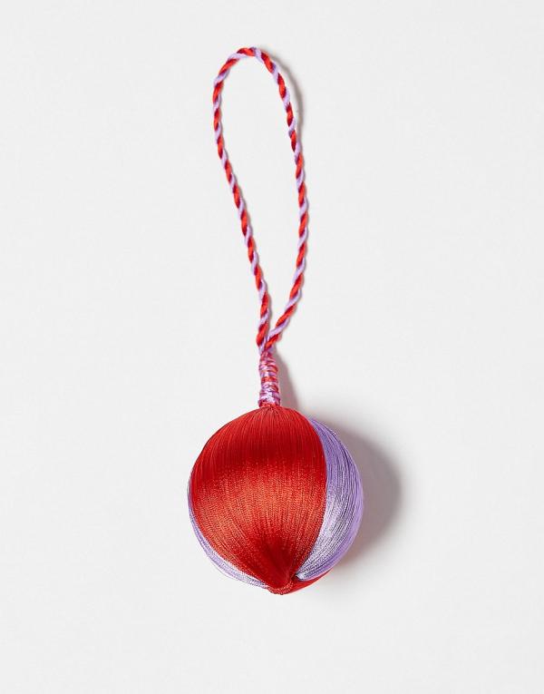 Accessorize stripe embroidered christmas bauble in red and purple-Multi