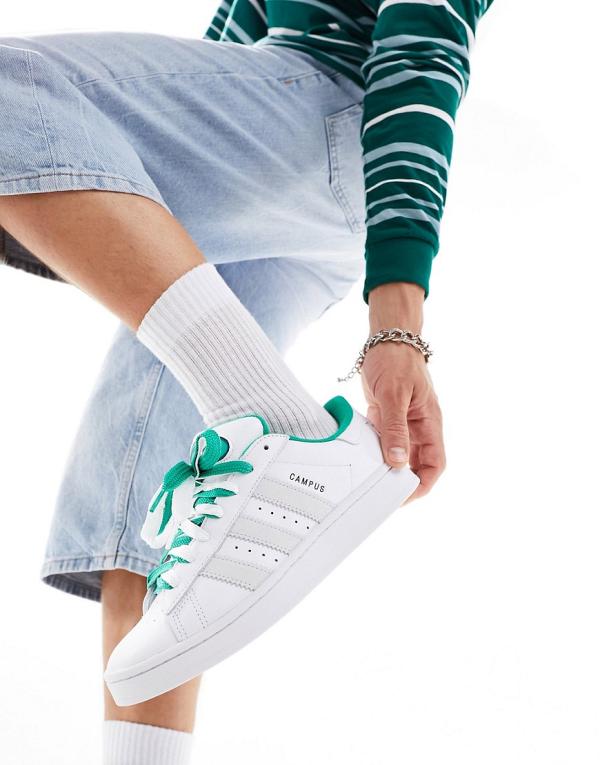 adidas Originals Campus 00s sneakers in white with green detailing-Black