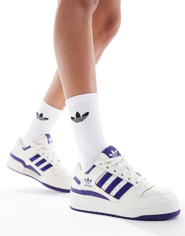 adidas Originals Forum Bold stripe sneakers in white and purple