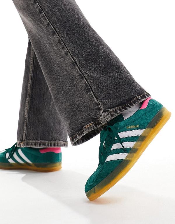 adidas Originals Gazelle Indoor sneakers in green and pink