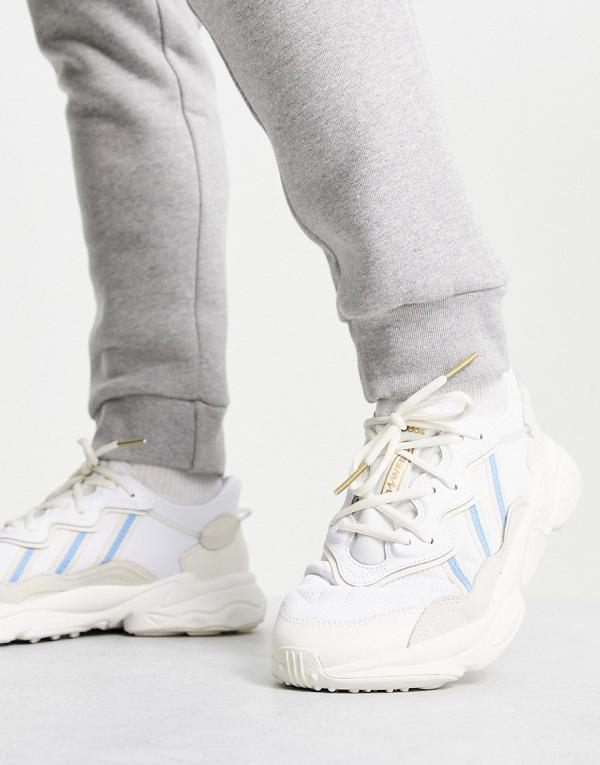 adidas Originals Ozweego sneakers in off white with blue detail