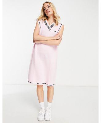 adidas Originals Retro Sport v neck jumper dress in pink