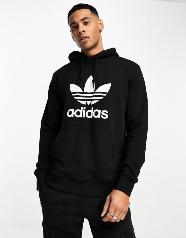 adidas Originals trefoil hoodie with large centre logo in black