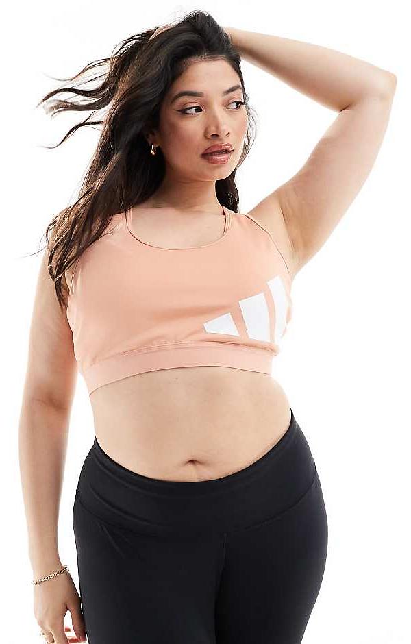 adidas Training Plus 3-bar logo sports bra in pink