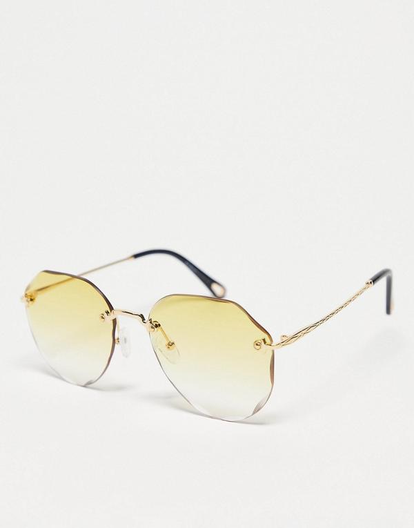 AJ Morgan Chantilly round hex festival sunglasses in gold