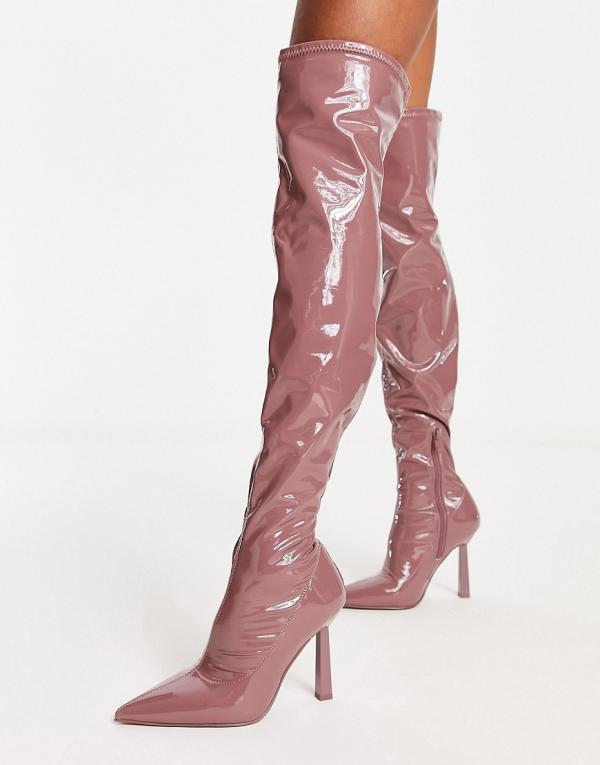 ALDO Nella over the knee patent boots in pink