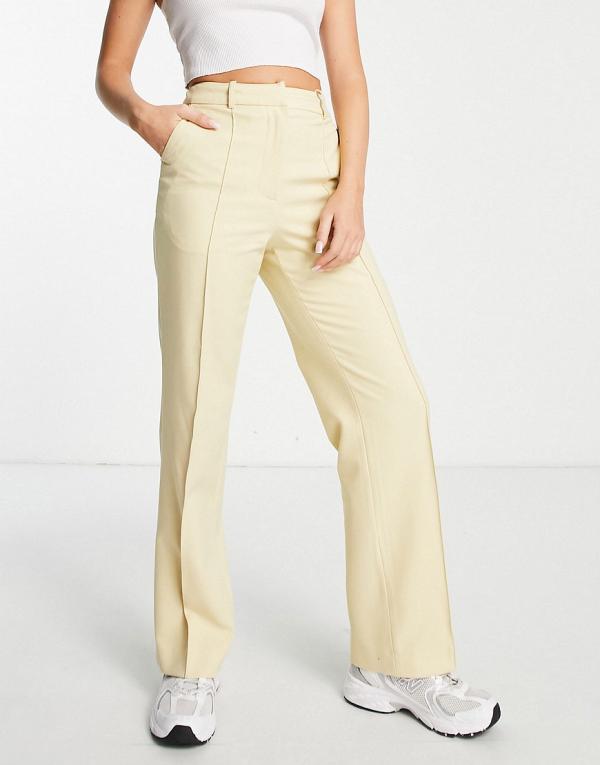 Aligne high waist wide leg tailored pants in buttermilk (part of a set)-White
