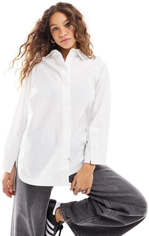 AllSaints Evie long sleeve shirt in white
