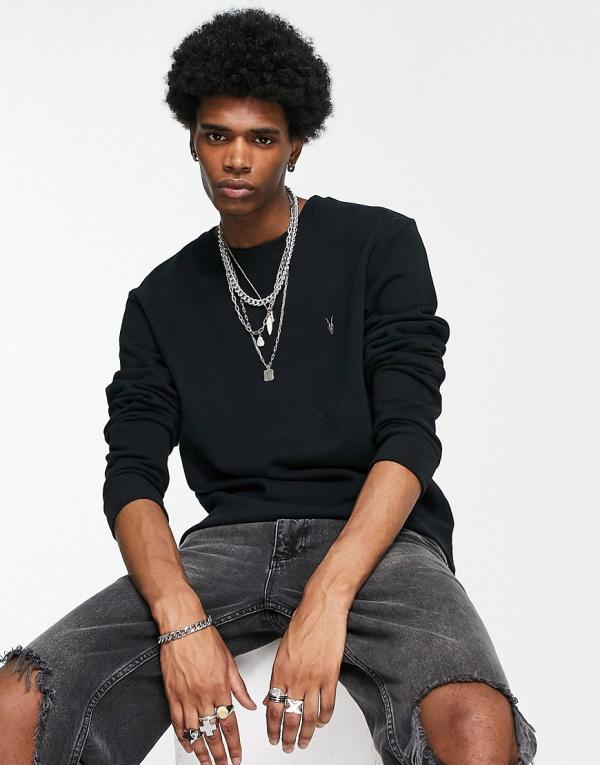 AllSaints Raven crew sweatshirt in black