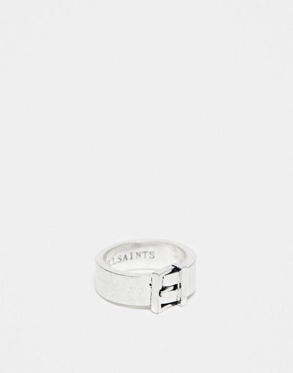 AllSaints statement buckle ring in silver