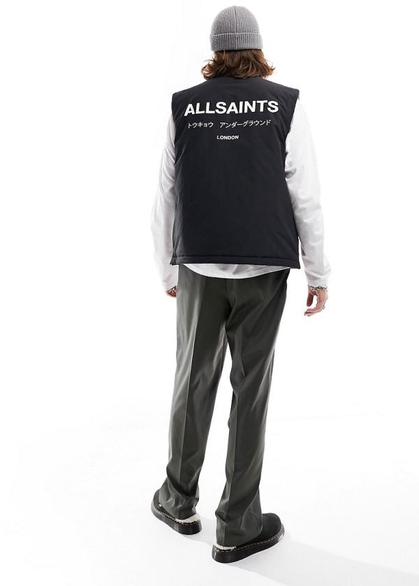 AllSaints Underground reversible vest in leopard print-Brown