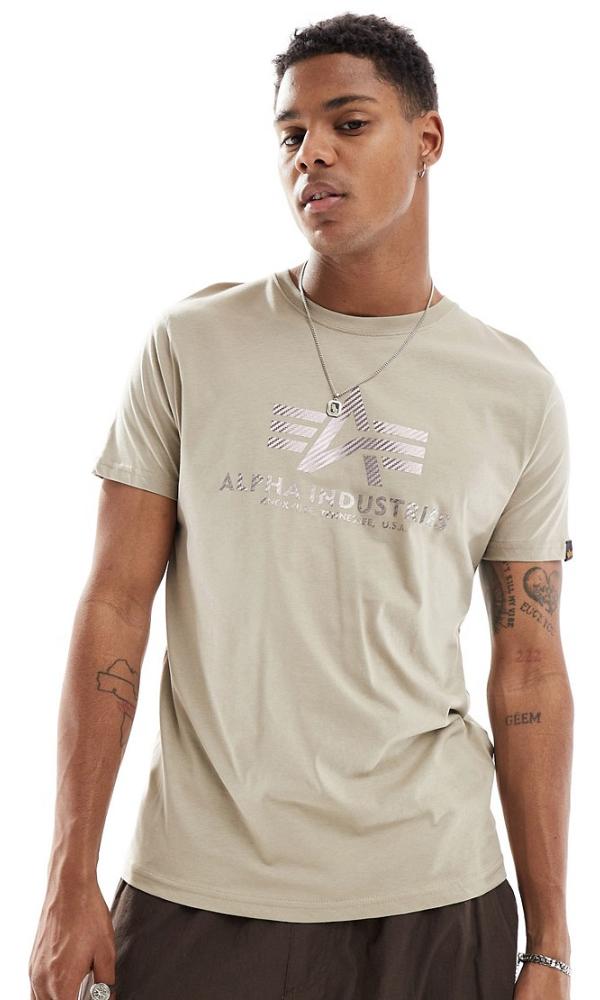 Alpha Industries chest logo t-shirt in vintage sand-Neutral