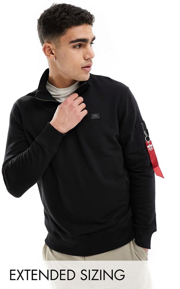 Alpha Industries X-Fit half zip sweatshirt in black