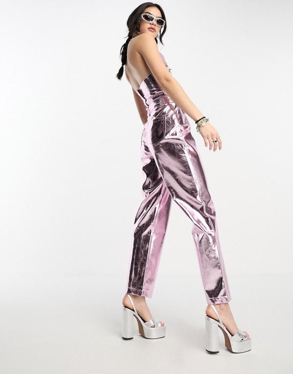 Amy Lynn Lupe pants in iced pink metallic (part of a set)