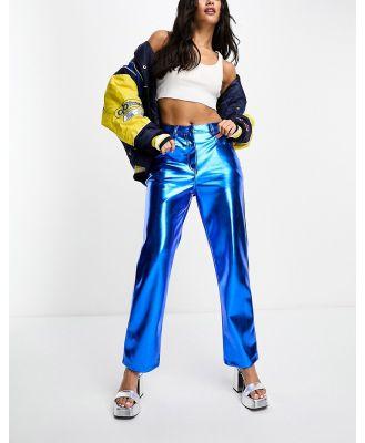 Amy Lynn stretch Lupe pants in metallic cobalt-Blue