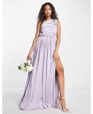 Anaya Bridesmaid satin one shoulder thigh split dress in lilac-Purple