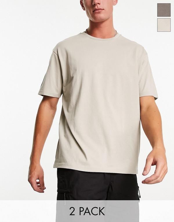 Another Influence 2 pack boxy fit t-shirts in grey