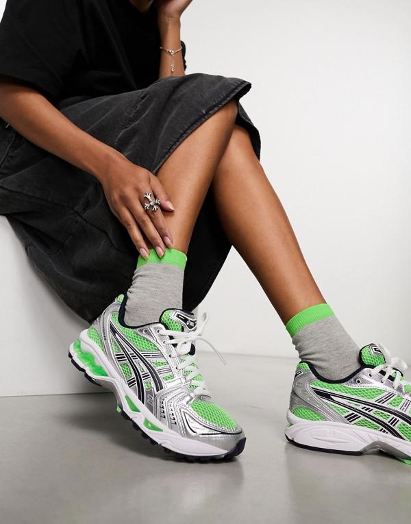 Asics Gel-Kayano 14 trainers in green and silver