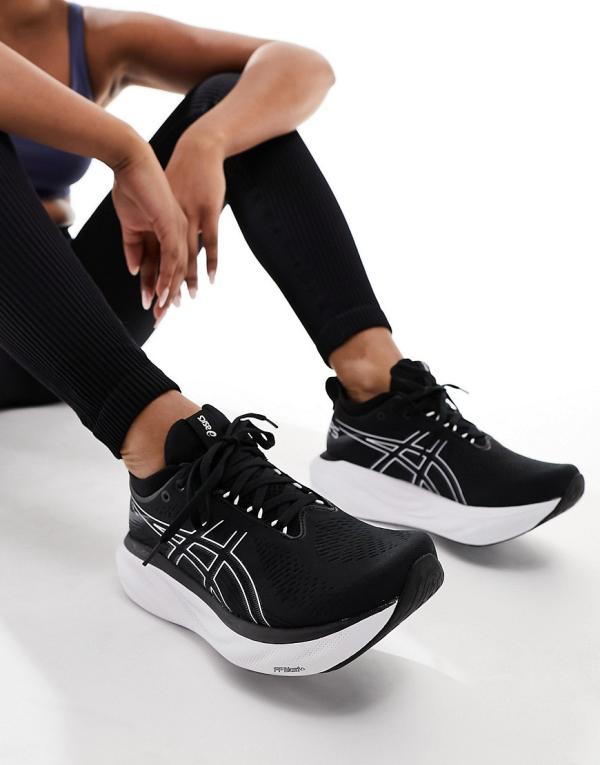 Asics Gel-Nimbus 25 neutral running trainers in black and white