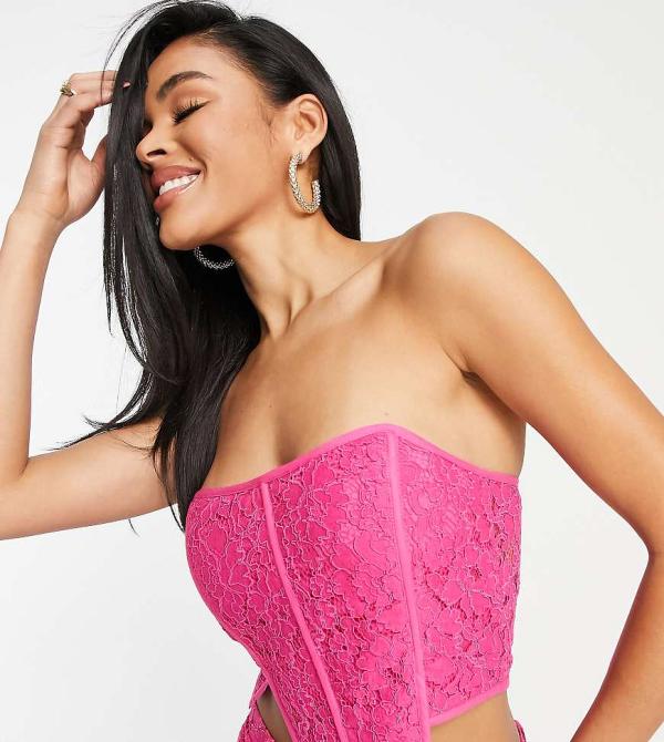 ASYOU lace corset in pink (part of a set)