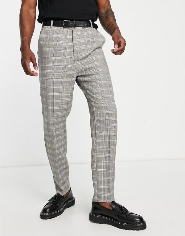 Bando carrot fit tapered checked suit pants in grey