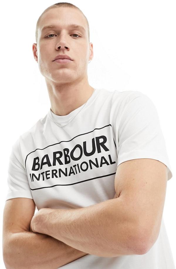 Barbour International Essential large logo t-shirt in white