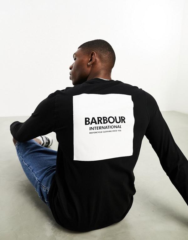 Barbour International Exhaust long sleeve t-shirt with back print in black